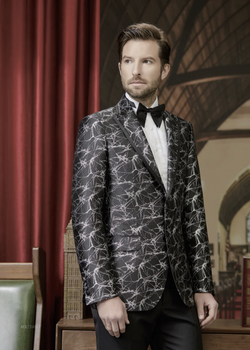 Tuxedo Black and Silver Jacquard Two Piece Suit /  Style Number J39139/200