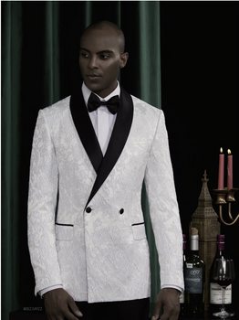 Tuxedo White/ Black Brocade Two Piece Suit / Style Number J39151/200