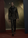 Tuxedo Black and Gold Patterned Jacquard Two Piece Suit  / Style Number J39173/200