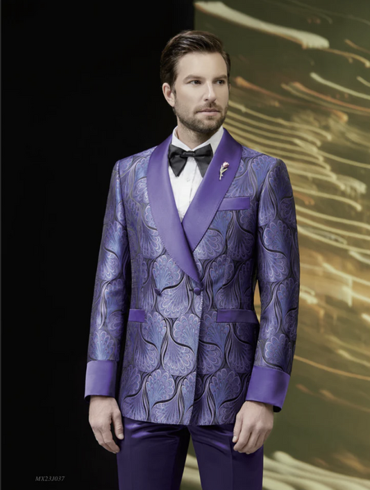 Tuxedo Purple Patterned Brocade Two Piece Suit / Style Number J39193/220