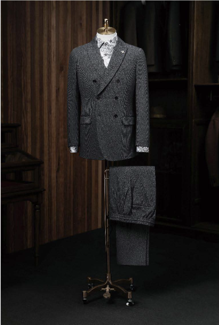 Dark Grey Textured Casual Double Breasted Jacket / Plus Matching Trousers Style No DBU5196