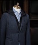 Blue Textured Casual Single Breasted Jacket  / Plus Grey Trousers Style No DBU9062/ DAV7768