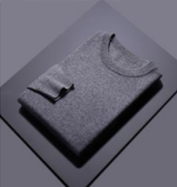 Grey Crew Neck 10% Cashmere 90% Wool Plain Knit