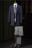 Navy Cashmere SB2 Overcoat  /Grey Wool Trousers Style No DHH0010-DAV7768