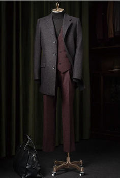 Black and Burgundy Single Breasted Overcoat Style No DBU9046