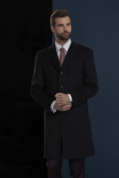 Black Wool Single Breasted Overcoat Style (SB4) E60245/500