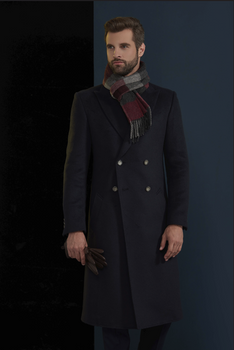 Navy Wool/ Cashmere Double Breasted Overcoat Style (DB2+2) E60245/500