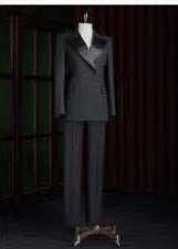 Black Wool Twill / Blend Three Piece Women's Evening Suit  / Style No DBT6735