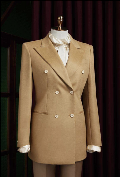 Tan Wool / Cashmere Two Piece Women's Evening Suit / Style No DBU9075