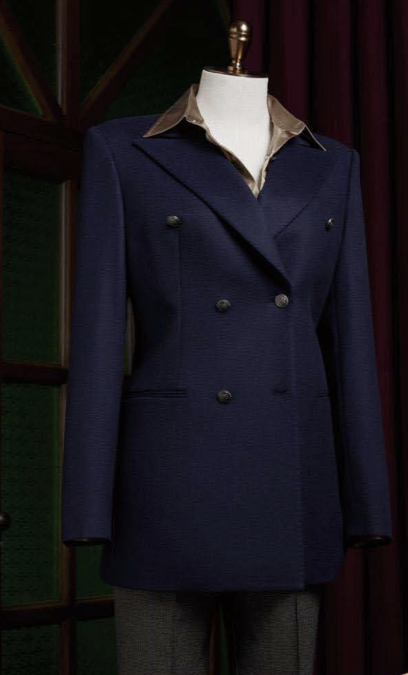 Navy Wool / Cashmere Two Piece Women's Evening Suit / Style No DBU9072