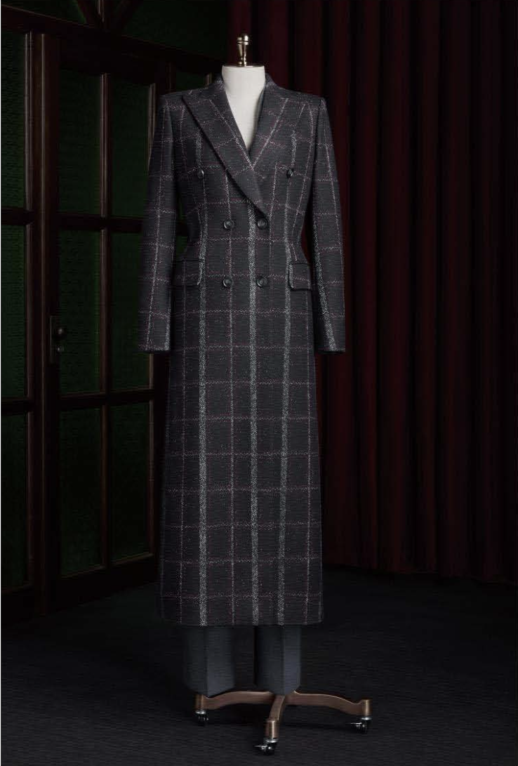 Black/Purple Check Wool / Blend Women's Evening Coat  / Style No DBU9091