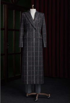 Black/Purple Check Wool / Blend Women's Evening Coat  / Style No DBU9091