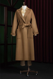 Brown Wool-Cashmere Double Breasted /Women's Evening Coat  / Style No DBU9084