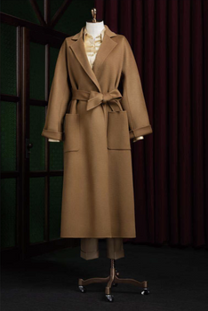 Brown Wool-Cashmere Double Breasted /Women's Evening Coat  / Style No DBU9084