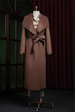 Dark Brown Wool-Cashmere Double Breasted /Women's Evening Coat  / Style No DBU9034