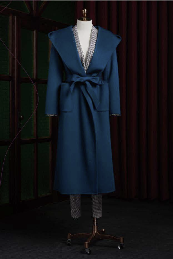 Royal Blue Wool-Cashmere Single Breasted /Women's Evening Coat  / Style No DBU9086