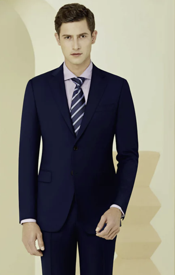 English Wool Dark Navy Pure Wool Super 110'S/ Two Piece Suit