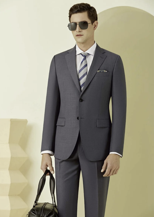 English Pure Wool Medium Grey Super 110'S Two Piece Suit