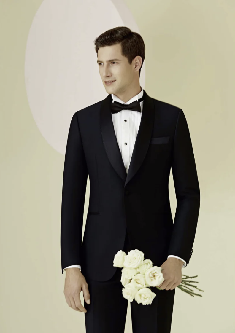 English Pure Wool Black Evening Suit Super 110's Two Piece Suit