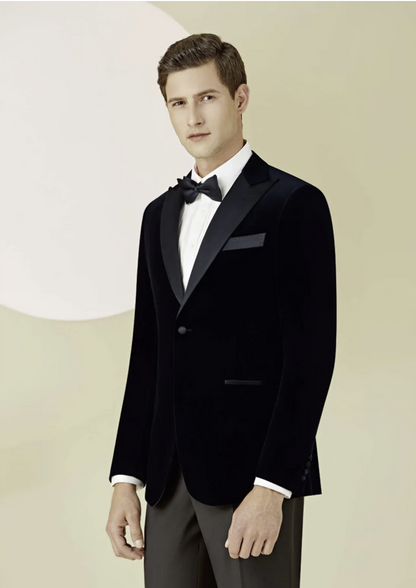 Black Velvet Evening Jacket Plus Black Wool Trousers