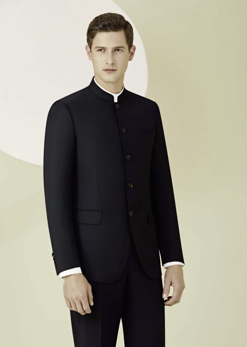 Black Nehru Evening Jacket Plus Black Wool Matching Trousers