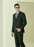 Forest Green Single Breasted / Two Piece Suit Italian Pure Wool Super 110'S