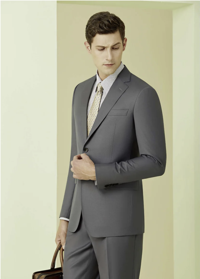 Greyish Green Single Breasted / Two Piece Suit Italian Pure Wool Super 110'S