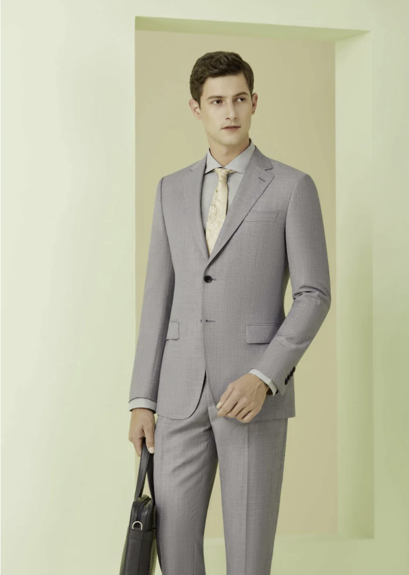 Light Grey Single Breasted / Two Piece Suit Italian Pure Wool Super 110'S