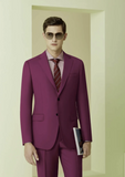 Red Single Breasted / Two Piece Suit Italian Pure Wool Super 110'S