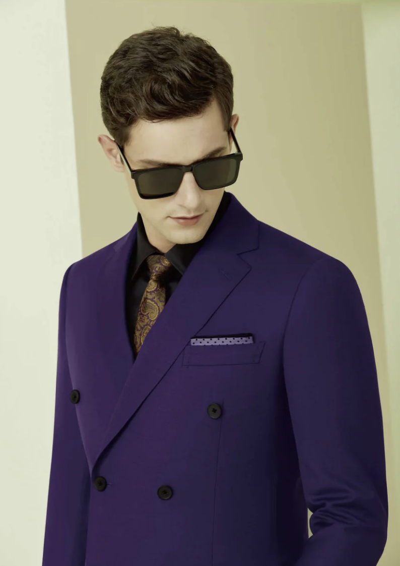 Dark Purple Double Breasted / Two Piece Suit Italian Pure Wool Super 110'S