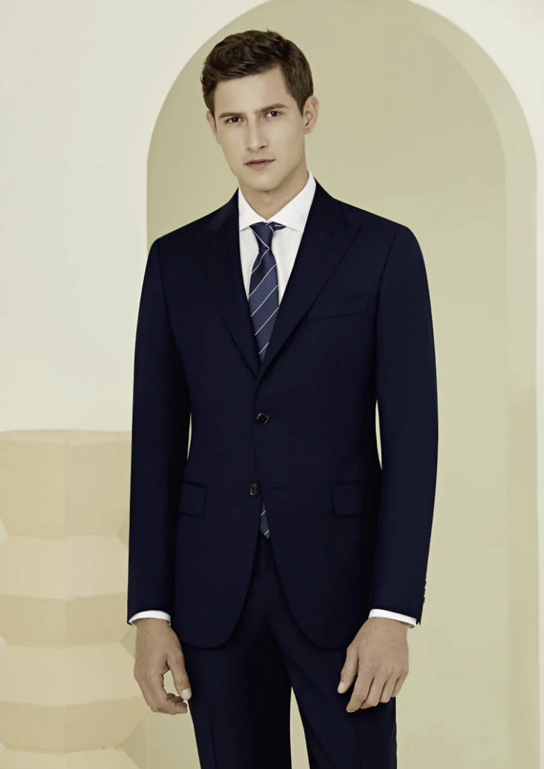 Navy Herringbone  Single Breasted / Two Piece Suit Italian Pure Wool Super 110'S