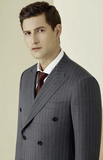 Grey Pinstripe Double Breasted / Two Piece Suit Italian Pure Wool Super 110'S