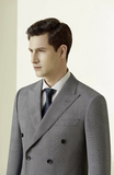 Light Grey/ POW Check Double Breasted / Two Piece Suit Italian Pure Wool Super 110'S