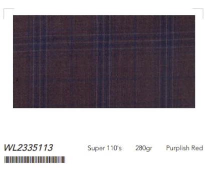 Purplish Red Check Single Breasted / Two Piece Suit Italian Pure Wool Super 110'S