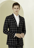 Black/ White Check Single Breasted / Two Piece Suit Italian Pure Wool Super 110'S