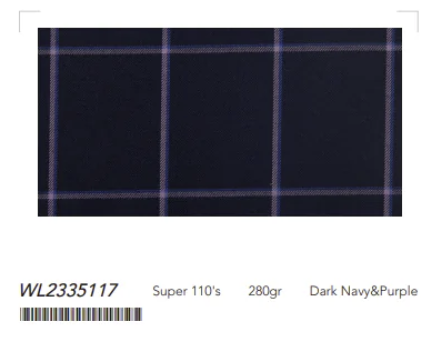 Dark Navy/ Purple Check Single Breasted / Two Piece Suit Italian Pure Wool Super 110'S