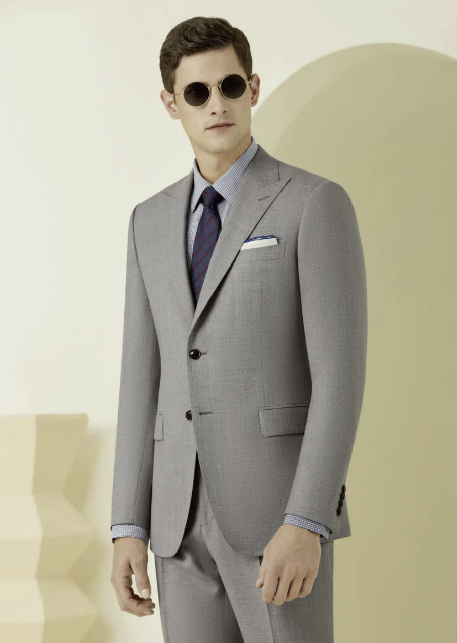 Light Grey Single Breasted / Two Piece Suit Italian Pure Wool Super 110'S