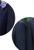 Navy/Blue Pinstripe (Love You) Double Breasted / Two Piece Suit Italian Super 140'S