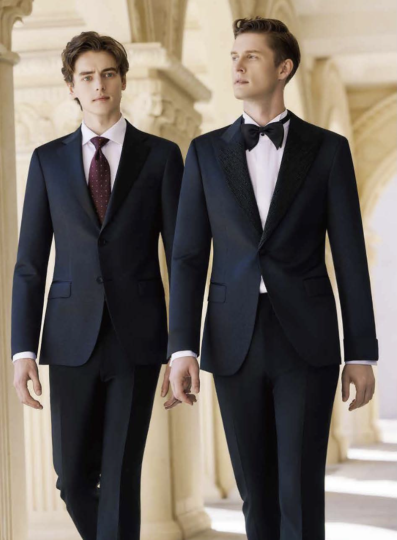 Navy Tuxedo Single Breasted / Two Piece Suit Italian Style No A52024012