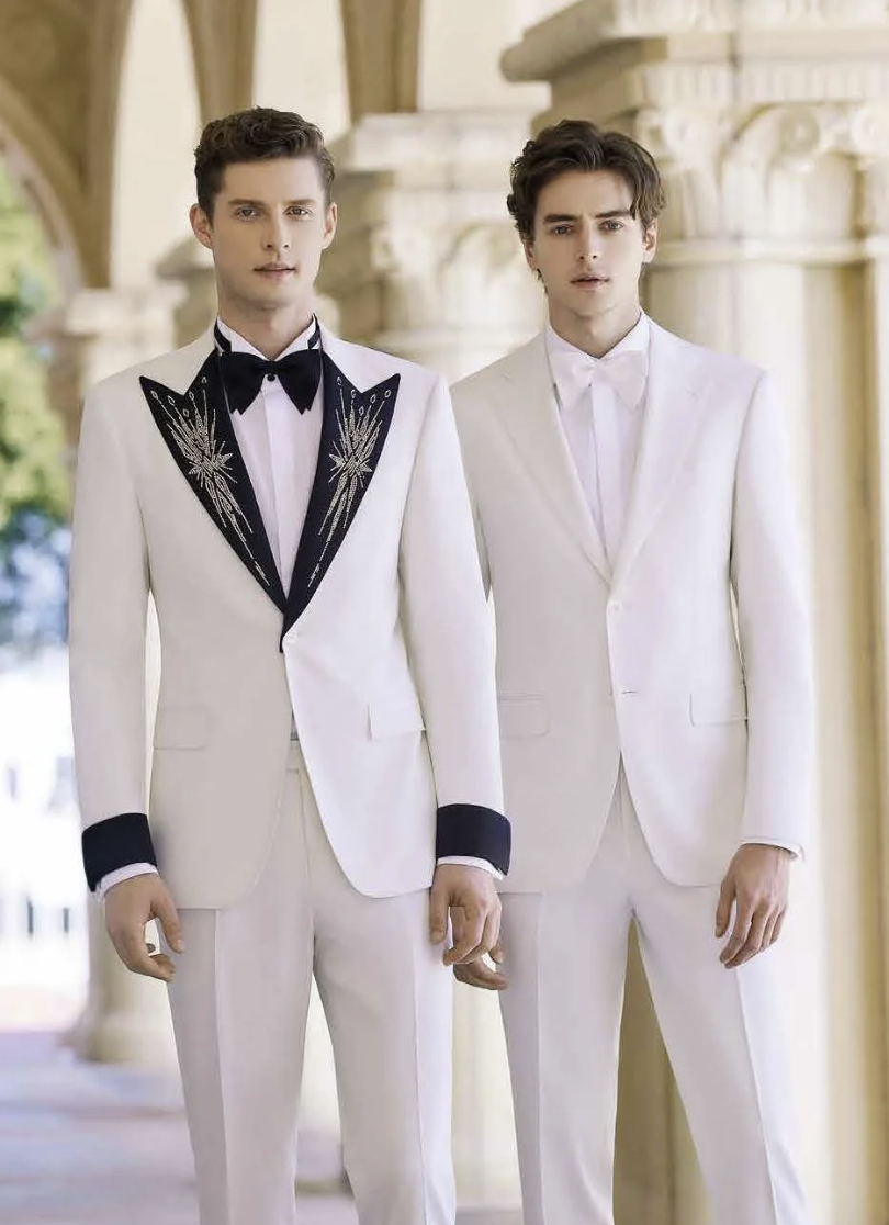 White Tuxedo Single Breasted / Two Piece Suit Italian Style No B52024008