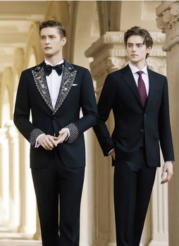 Black Tuxedo Single Breasted / Two Piece Suit Italian Style No C52024005