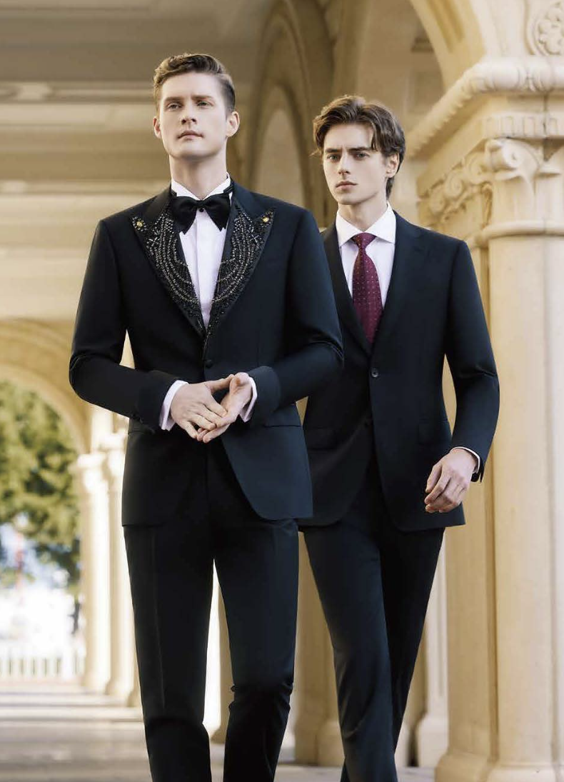 Black Tuxedo Single Breasted / Two Piece Suit Italian Style No C52024007