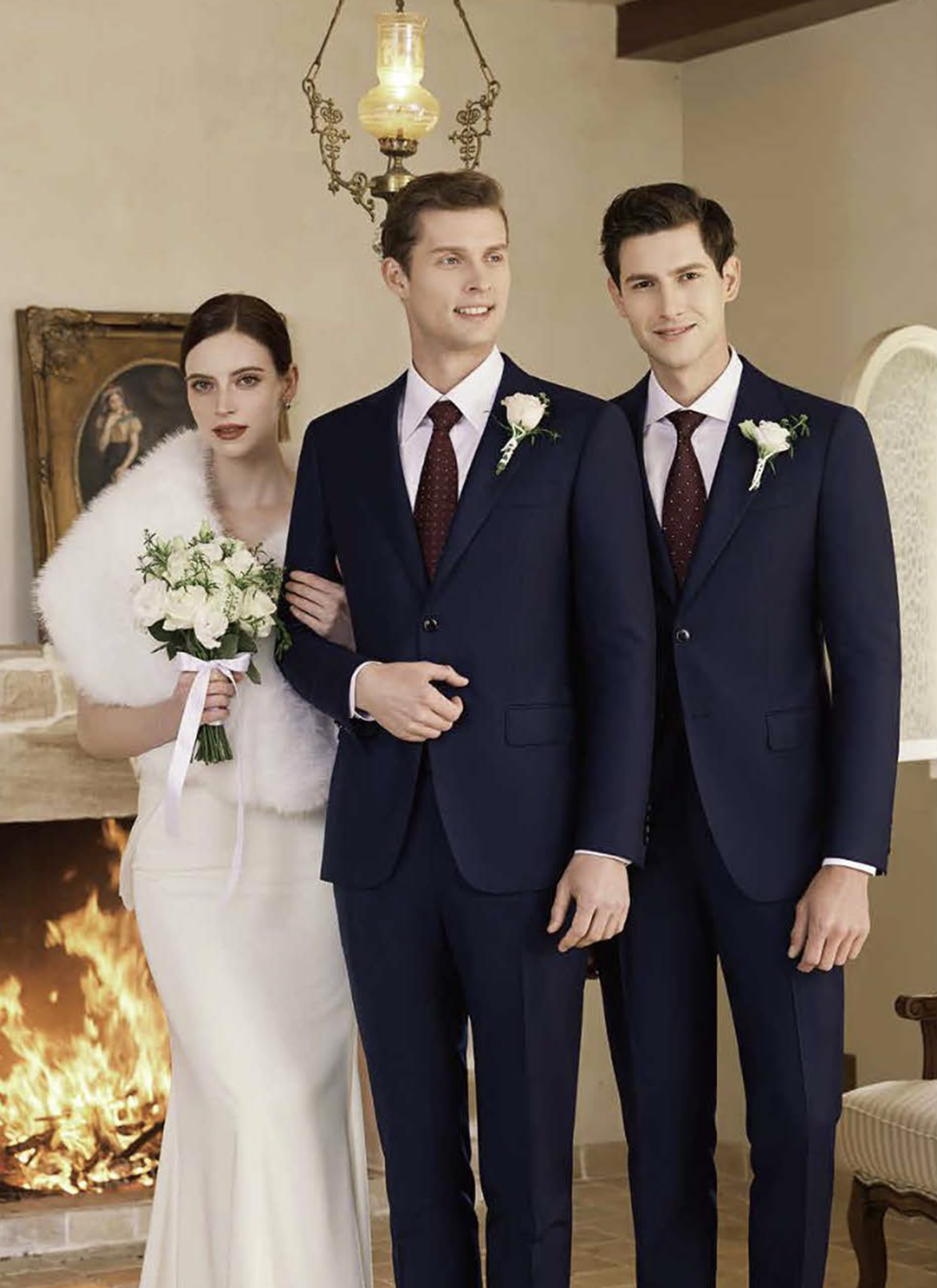 Navy Single Breasted Two Piece Suit Italian Merino Wool /  Style No B52024108