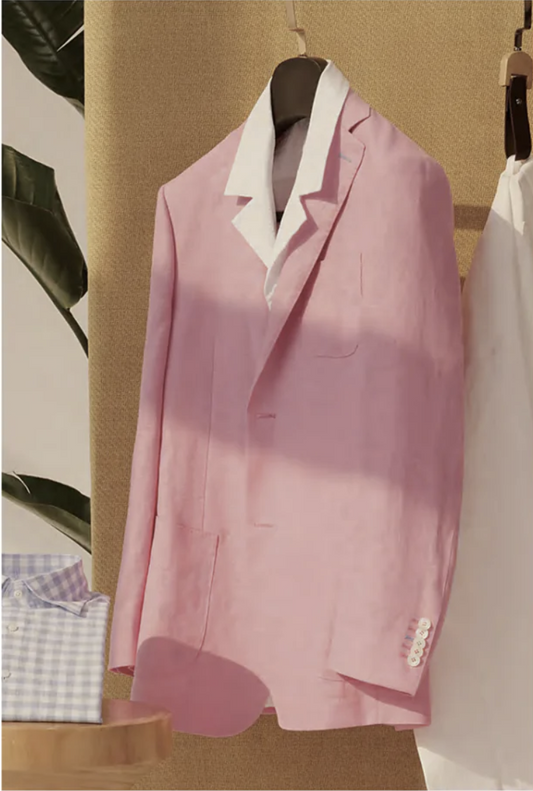 Soft Casual / Linen Single Breasted Pink Jacket Style No DJJ0045