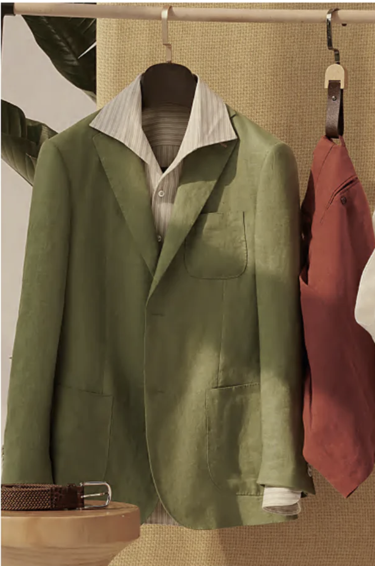 Soft Casual / Linen Single Breasted Olive Jacket Style No DJJ0051