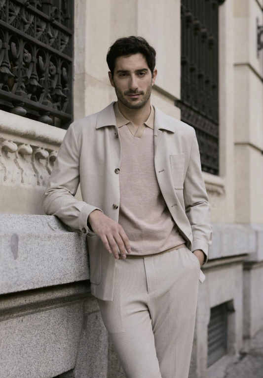 Italian Stone /Cotton Stretch Two Piece Suit/ Weft Stretch / Wrinkle Resistant