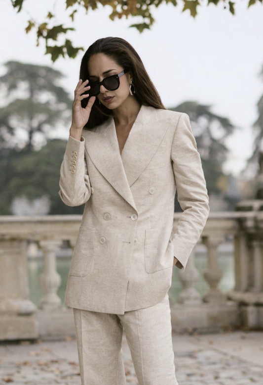 Italian Stone Double Breasted Two Piece Women's Suit