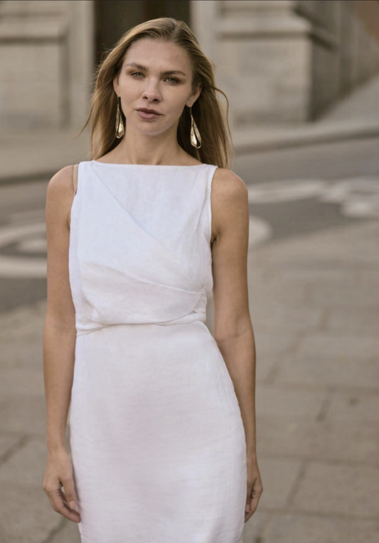 Italian White Linen Women's Full Dress