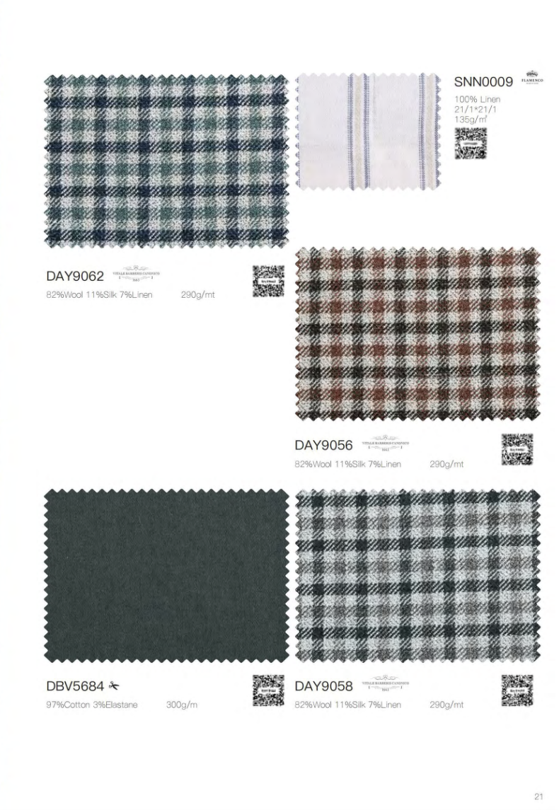 Italian Ivory Green & Navy Check Wool & Linen & Silk Jacket Plus Dark Green Chino Trousers