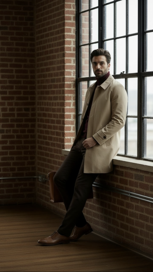 Beige Cotton Raincoat SB5 Style